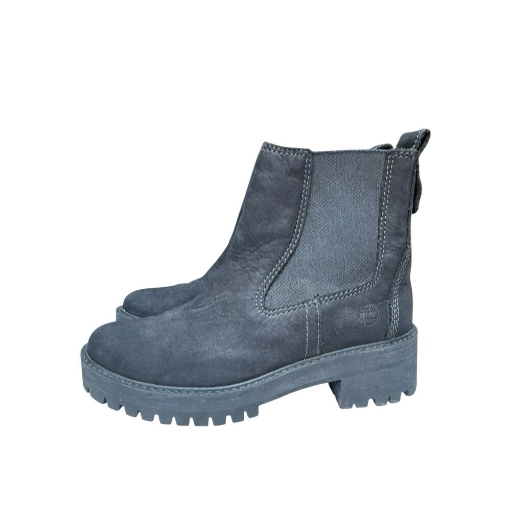 Timberland ReBOTL Chelsea Lug Sole Boots Womens 6 Black Leather Platform‎